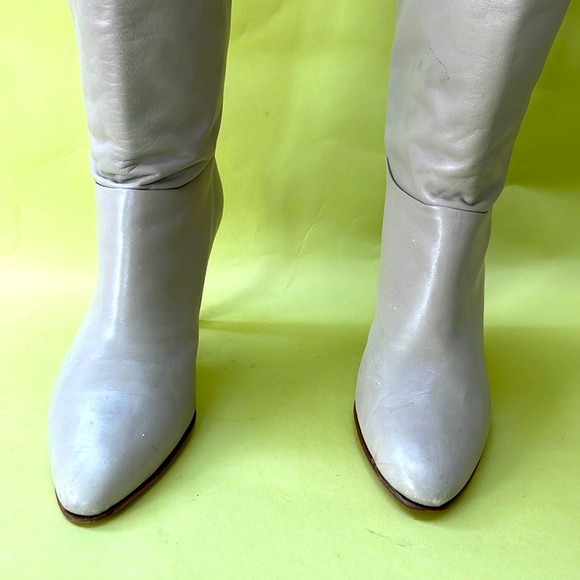 Vintage 80’s light gray Nordstrom all leather over the knee boots - Picture 10 of 16